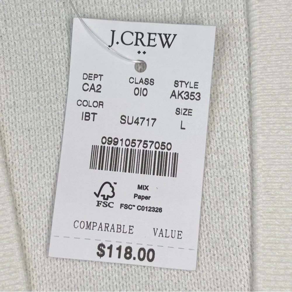J. Crew Women's White and Black Open Front Cardigan Sweater - Picture 8 of 8
